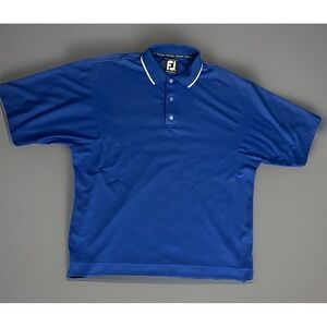 FootJoy Golf Short Sleeve Collared Polo Shirt Blue Embroidered Logo Large JBHS